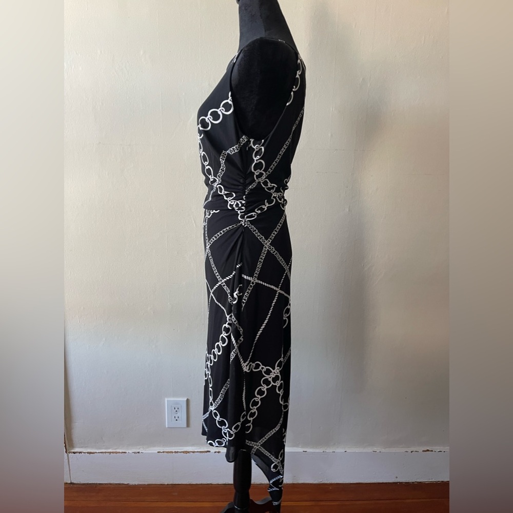 David Meister Black/White A-Symmetrical Chain Link Dress, size 10, like new - Picture 4 of 8